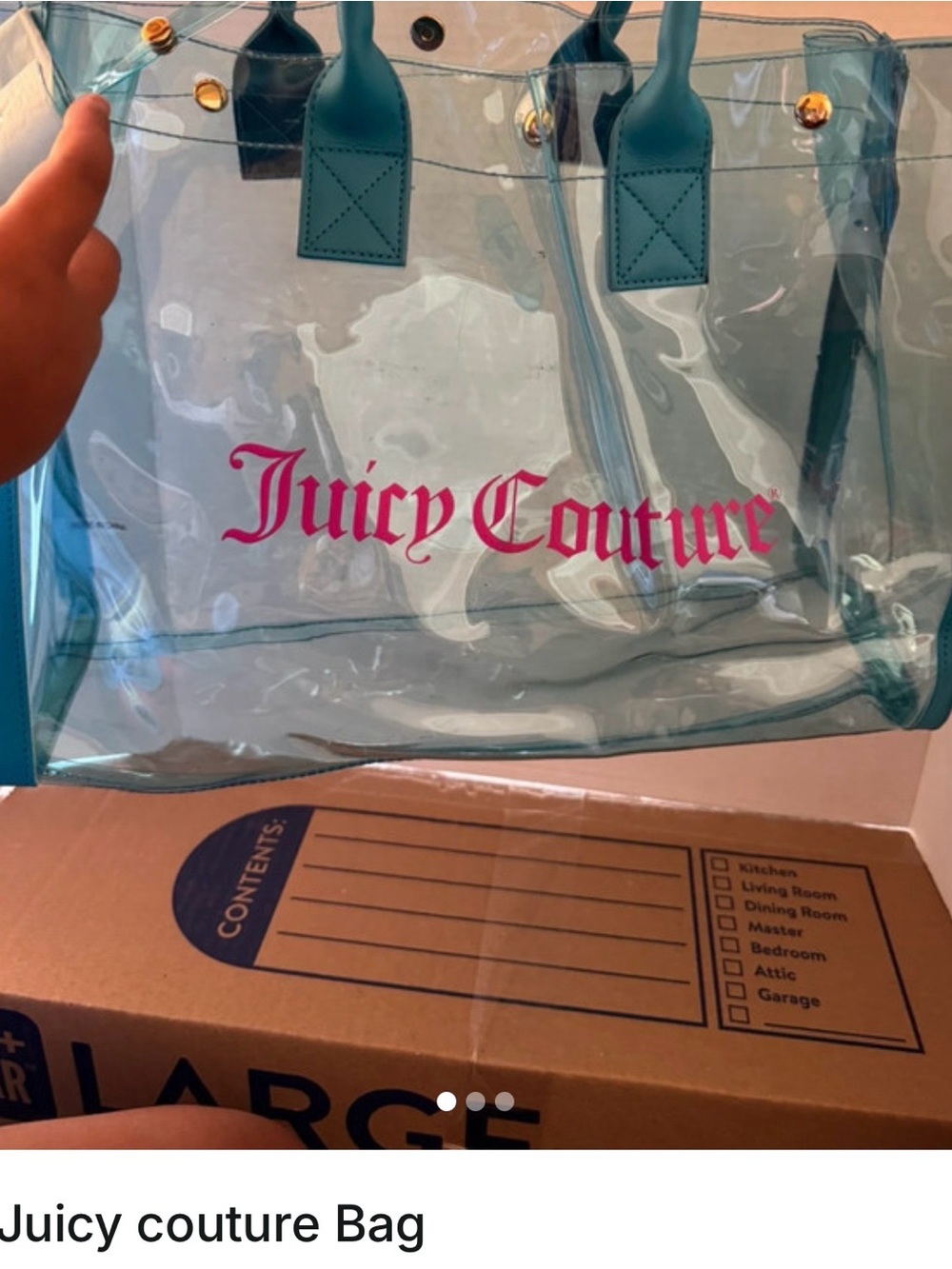 Juicy Couture Teal Clear Tote with Pink Logo